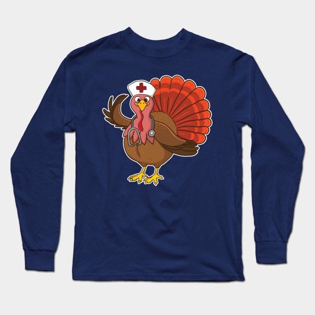 RN Nurse Turkey Thanksgiving Long Sleeve T-Shirt by E